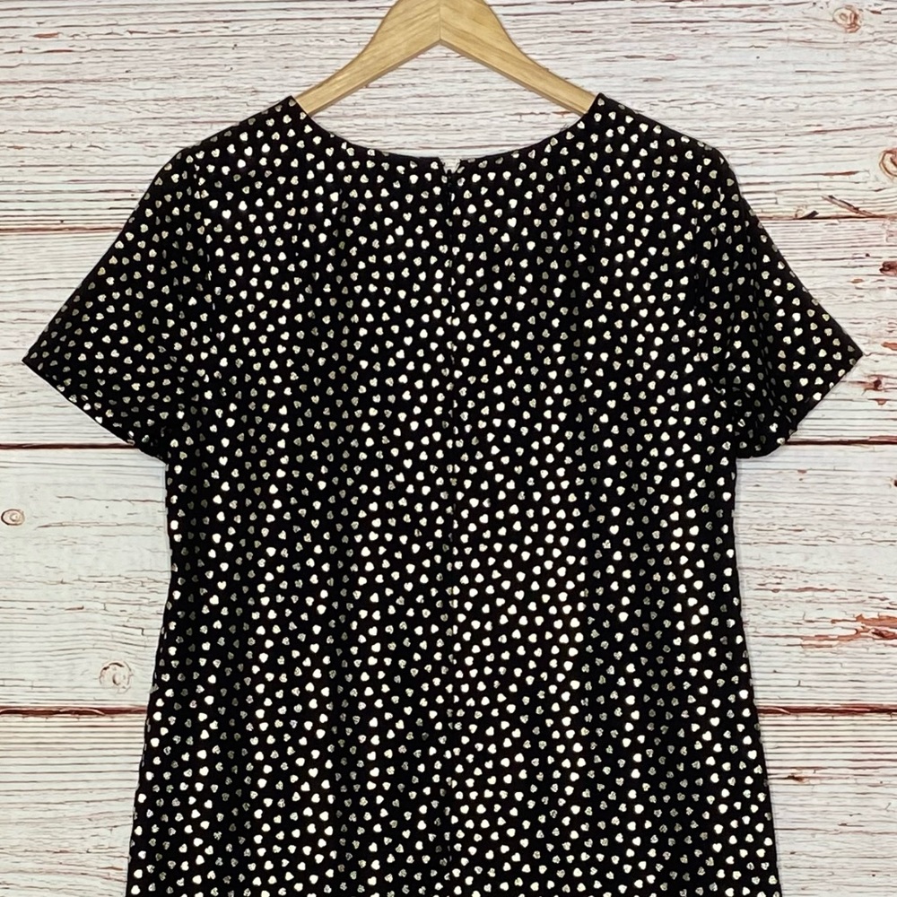 J Crew Factory Shift Dress in Gold Heart Print Sz 12 - Picture 8 of 11